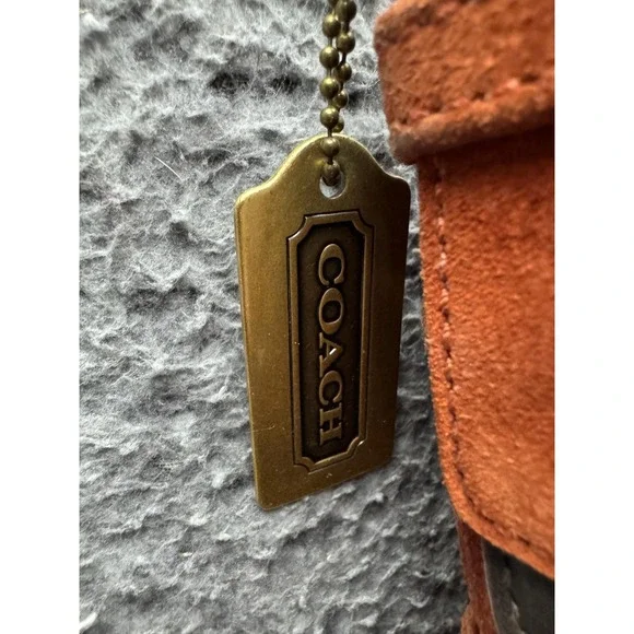 Vintage Coach Authentic Suede Braided Flap Shoulder Bag Rust Brown G3S-9486 - Picture 8 of 14